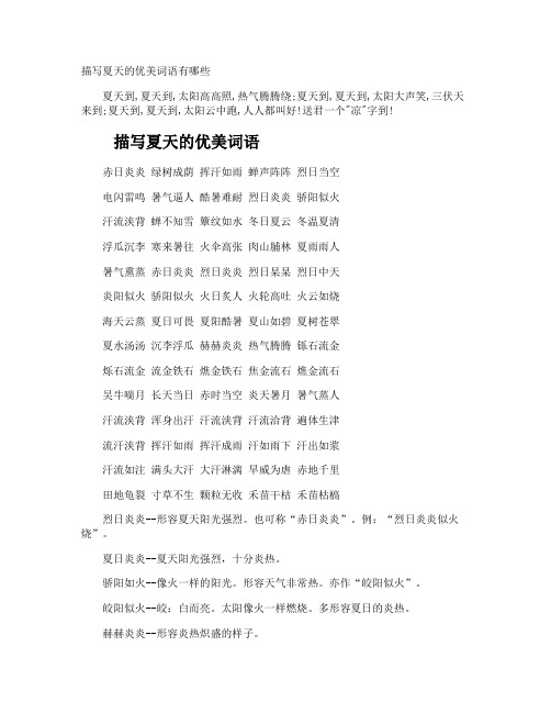 描写夏天的优美词语有哪些