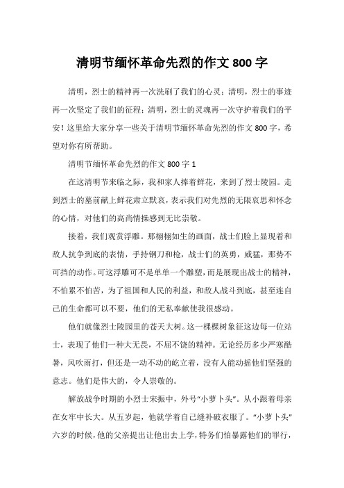 清明节缅怀革命先烈的作文800字