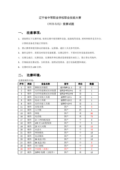 2015辽宁(中职)网络综合布线试题