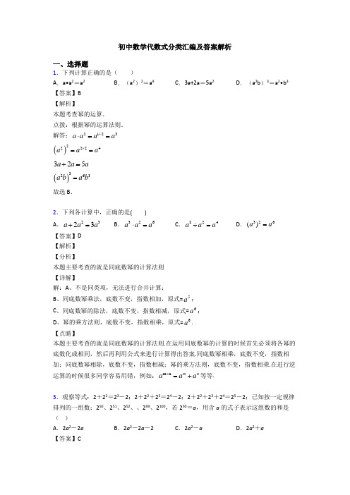 初中数学代数式分类汇编及答案解析