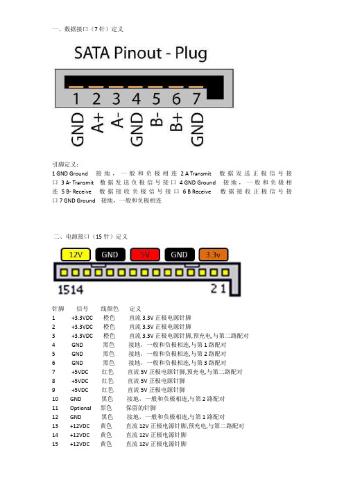 sata数据线电源线接口定义