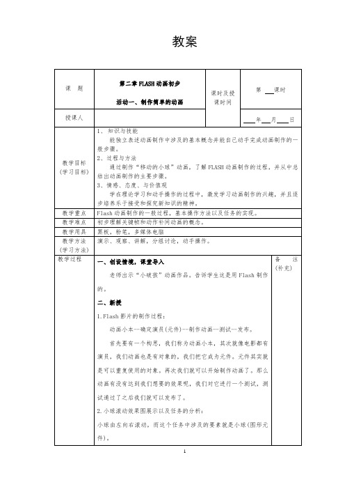 第五课第二章活动一、认识FLASH的窗口组成