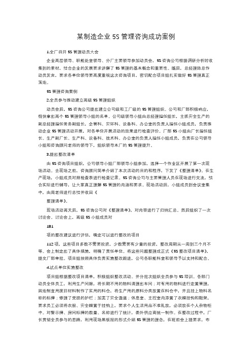 某制造企业5S管理咨询成功案例