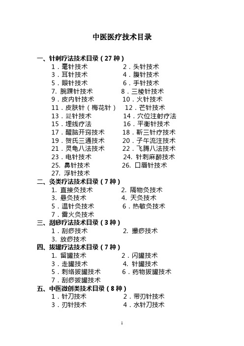 中医医疗技术目录