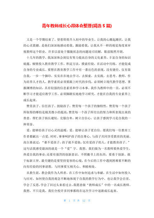 青年教师成长心得体会整理(精选5篇)