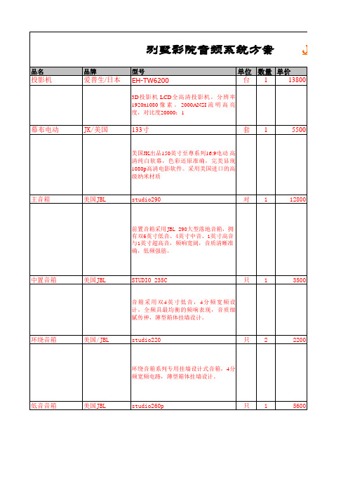 家庭影院 JBL投影方案