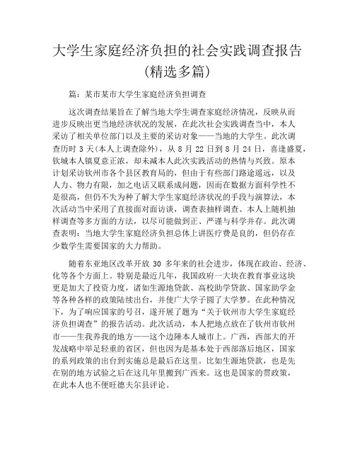 大学生家庭经济负担的社会实践调查报告(精选多篇)