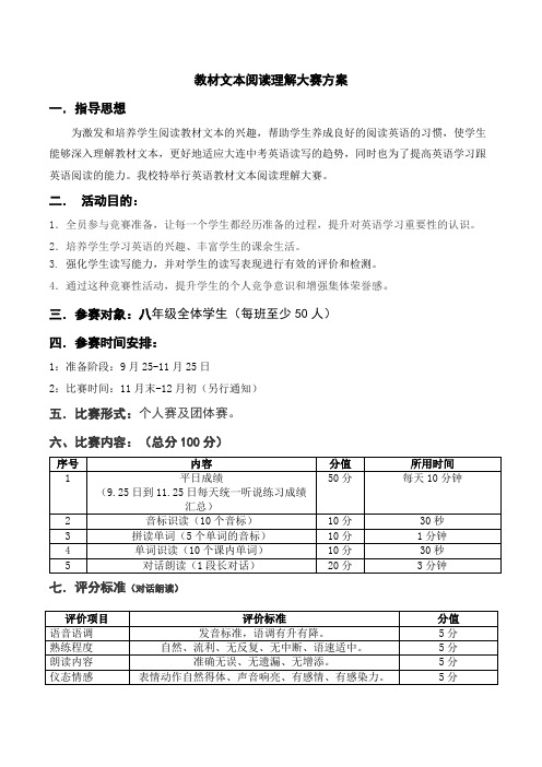 单词音标拼读大赛方案(1)