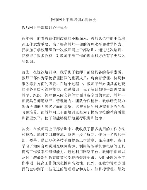 教师网上干部培训心得体会