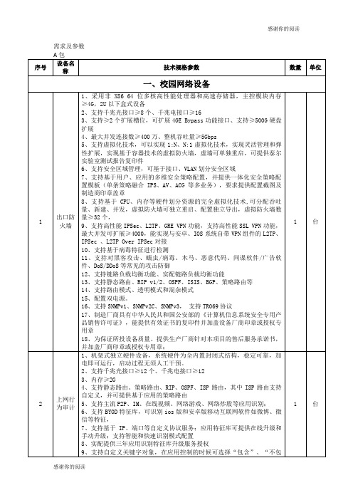 校园网络设备需求及参数.doc