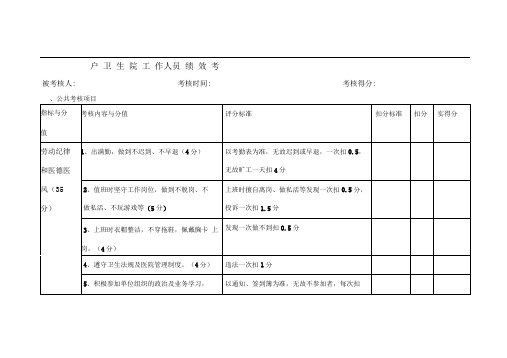 中医科考核细则