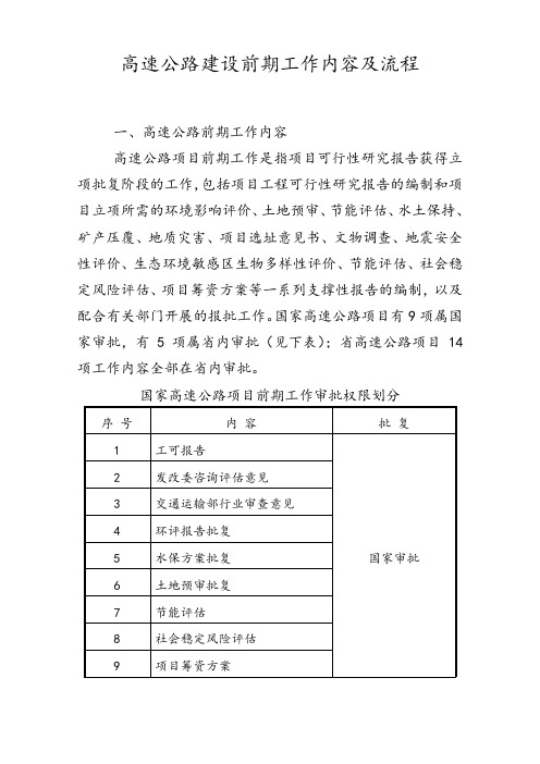 高速公路前期工作内容及流程