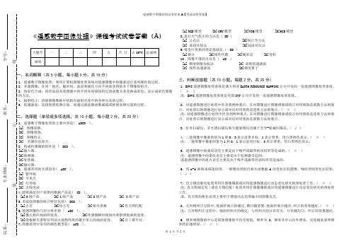 遥感数字图像处理试卷答案A【考试试卷答案】