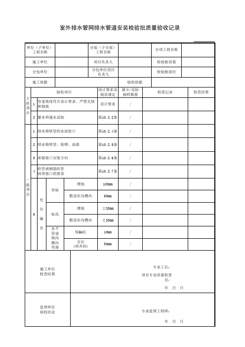 室外排水管网排水管道安装检验批