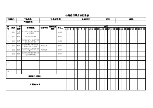 气动拉钉枪日常点检记录表