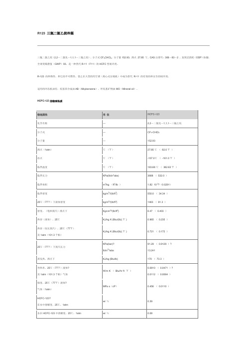 R123制冷剂性质