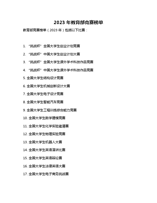 2023年教育部竞赛榜单