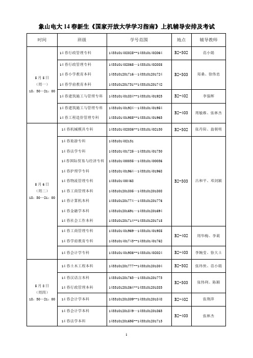 象山电大14春新生入学指南辅导及考试