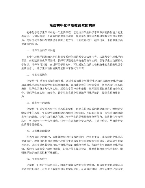 浅议初中化学高效课堂的构建