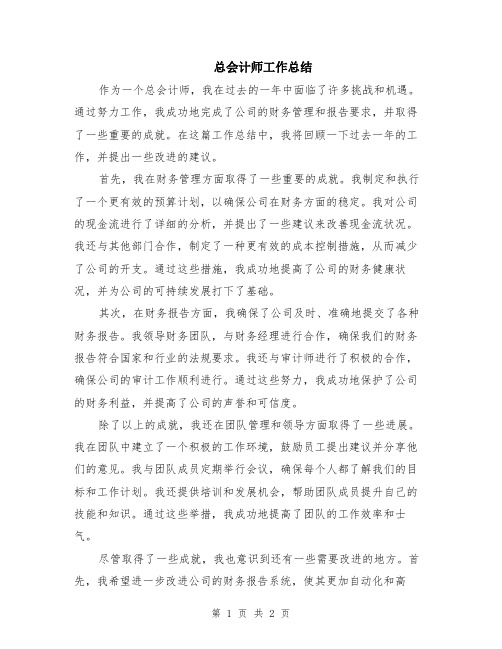 总会计师工作总结