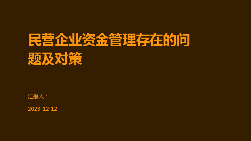 民营企业资金管理存在的问题及对策