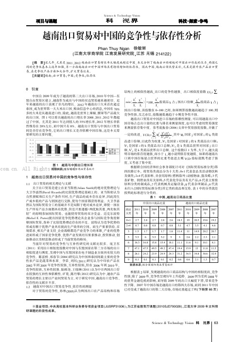 越南出口贸易对中国的竞争性与依存性分析