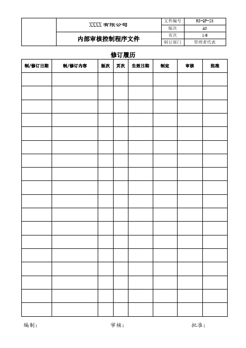 内部审核控制程序文件