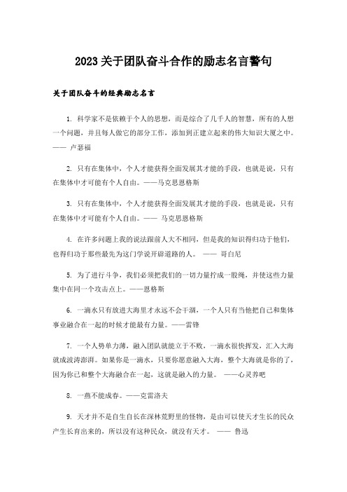 2023励志_关于团队奋斗合作的励志名言警句