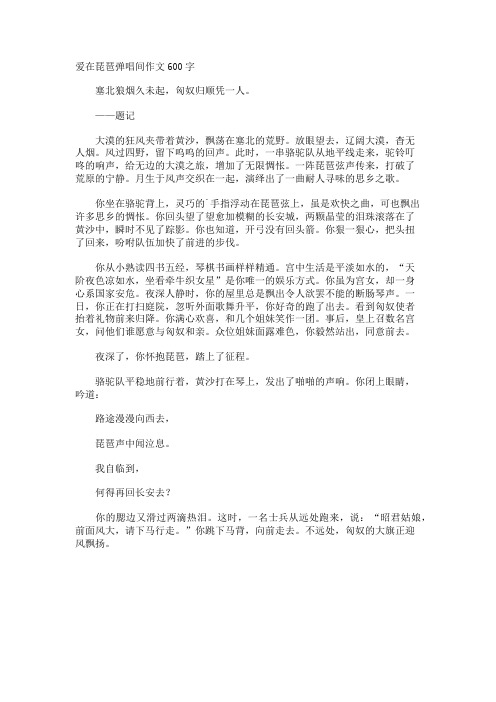 爱在琵琶弹唱间作文600字