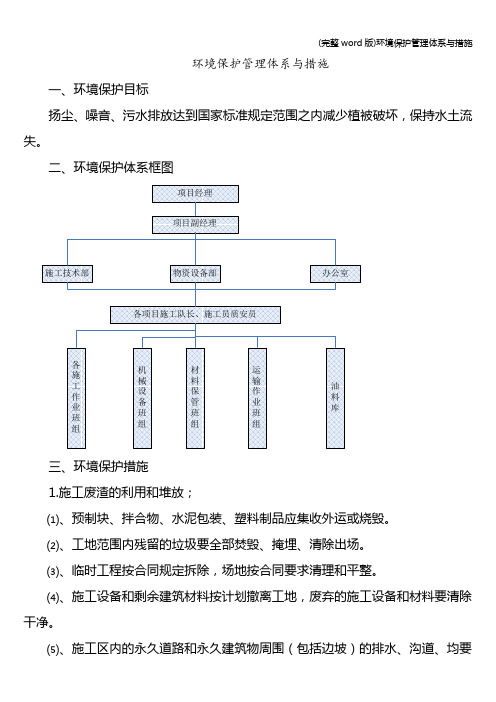 (完整word版)环境保护管理体系与措施