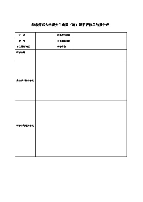 华东师范大学研究生出国(境)短期研修总结报告表