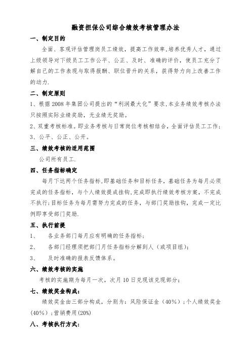 融资担保公司绩效考核办法