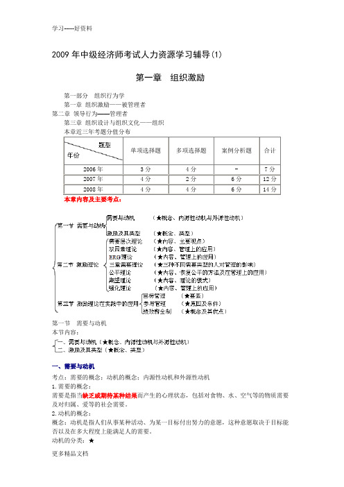 中级经济师考试人力资源学习辅导(1)讲课讲稿