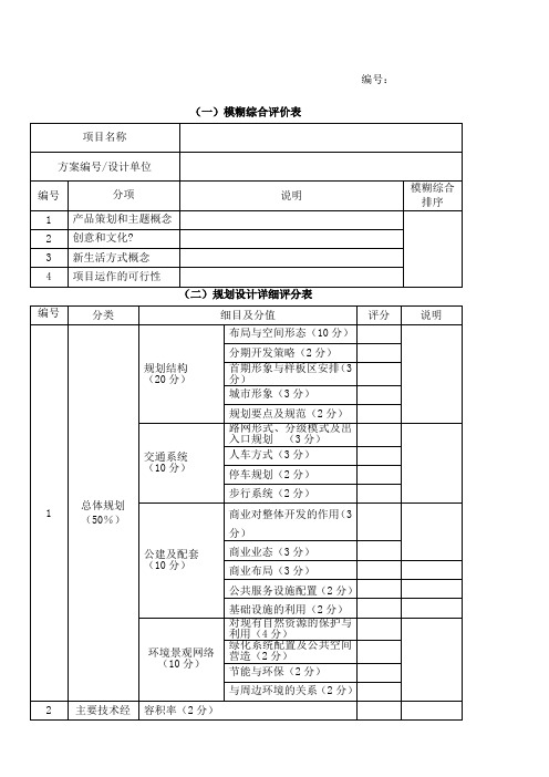 投标方案评分表