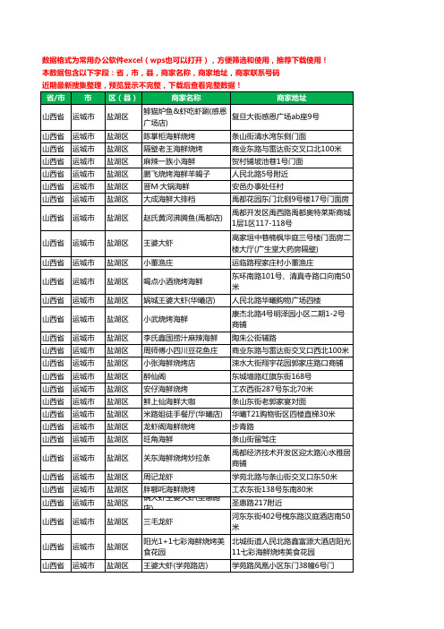 2020新版山西省运城市盐湖区海鲜工商企业公司商家名录名单黄页联系电话号码地址大全135家