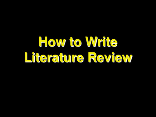 How to write literature review