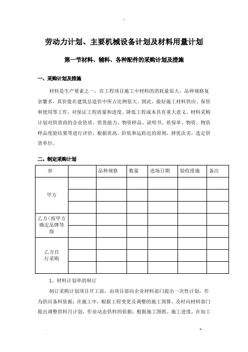 装饰装修工程劳动力计划