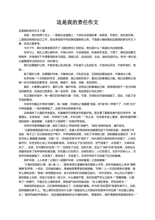 这是我的责任作文5篇