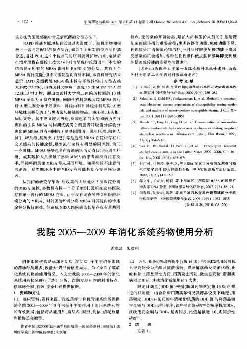 我院2005—2009年消化系统药物使用分析