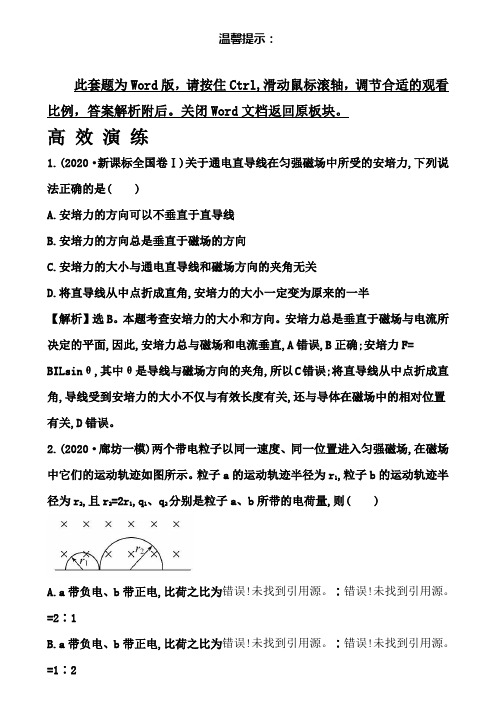 高考物理二轮复习第8讲磁场及带电粒子在磁场中的运动