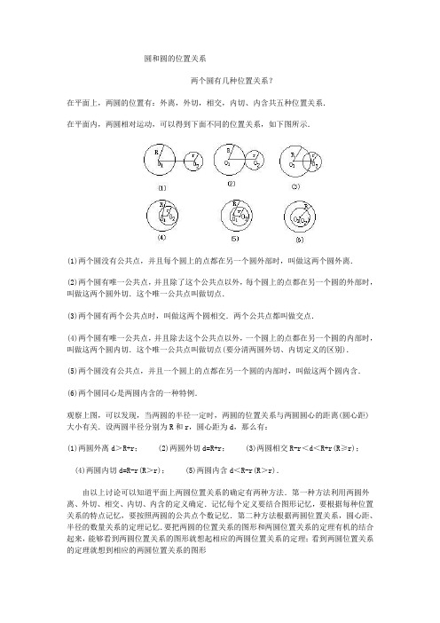 圆和圆的位置关系