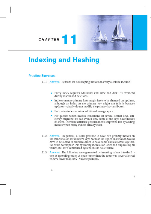 数据库系统概念(database system concepts)英文第六版 课后练习题 答案 第11章