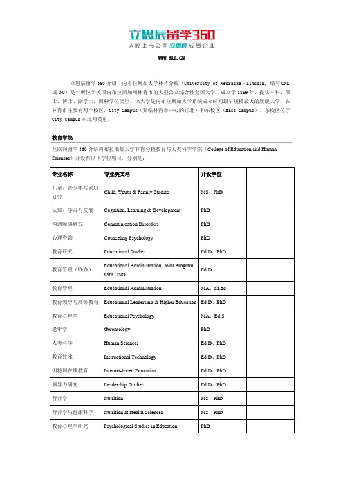 2017年美国内布拉斯加大学林肯分校之教育学院