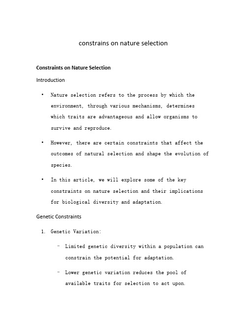 constrains on nature selection