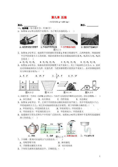 河北省沧州市献县垒头中学2016年八年级物理下册第九章