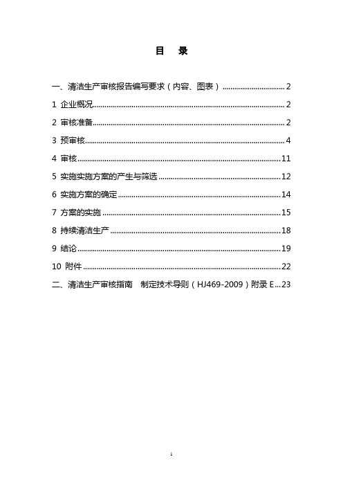 清洁生产审核报告各章节编写要求