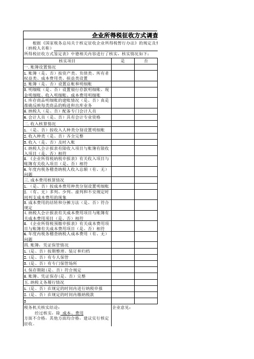 所得税核定征收(2种表)