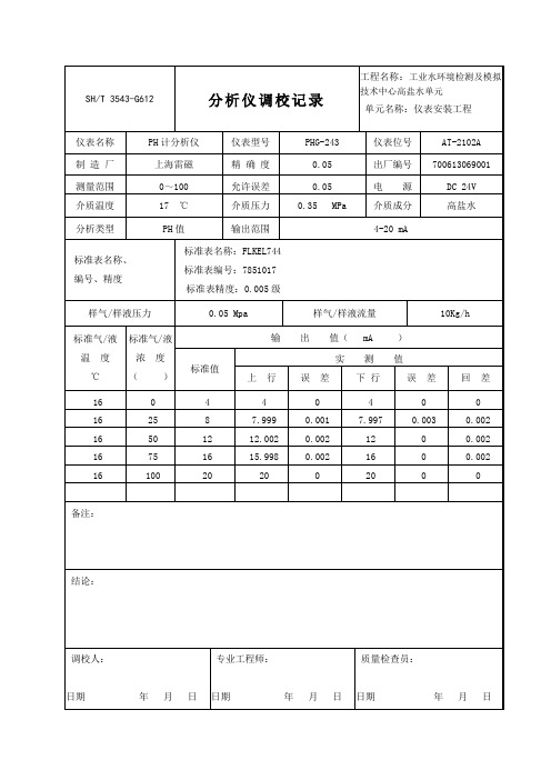 3543-G612 ok 分析仪调校记录 yong