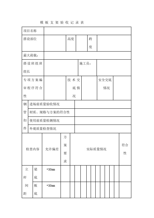 支模架验收记录表