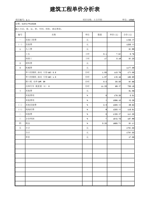 厂区护坡工程量计价清单